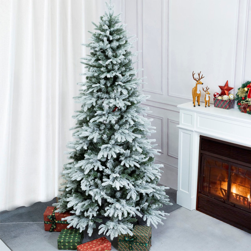 Sapin de Noël floqué / givré Valentina, 6'