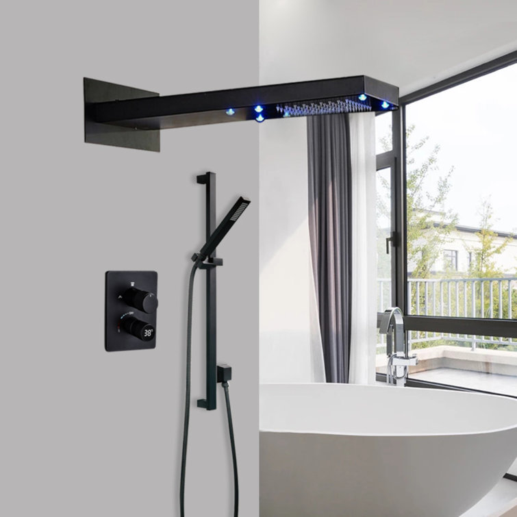 Nola 20 Inch LED Ceiling Mount Digital Shower in Brushed Gold with Elegant Modern Features