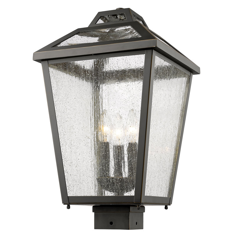 Saxon Seeded Post Lantern, Oil Rubbed Bronze, 16" H x 9" W x 9" D