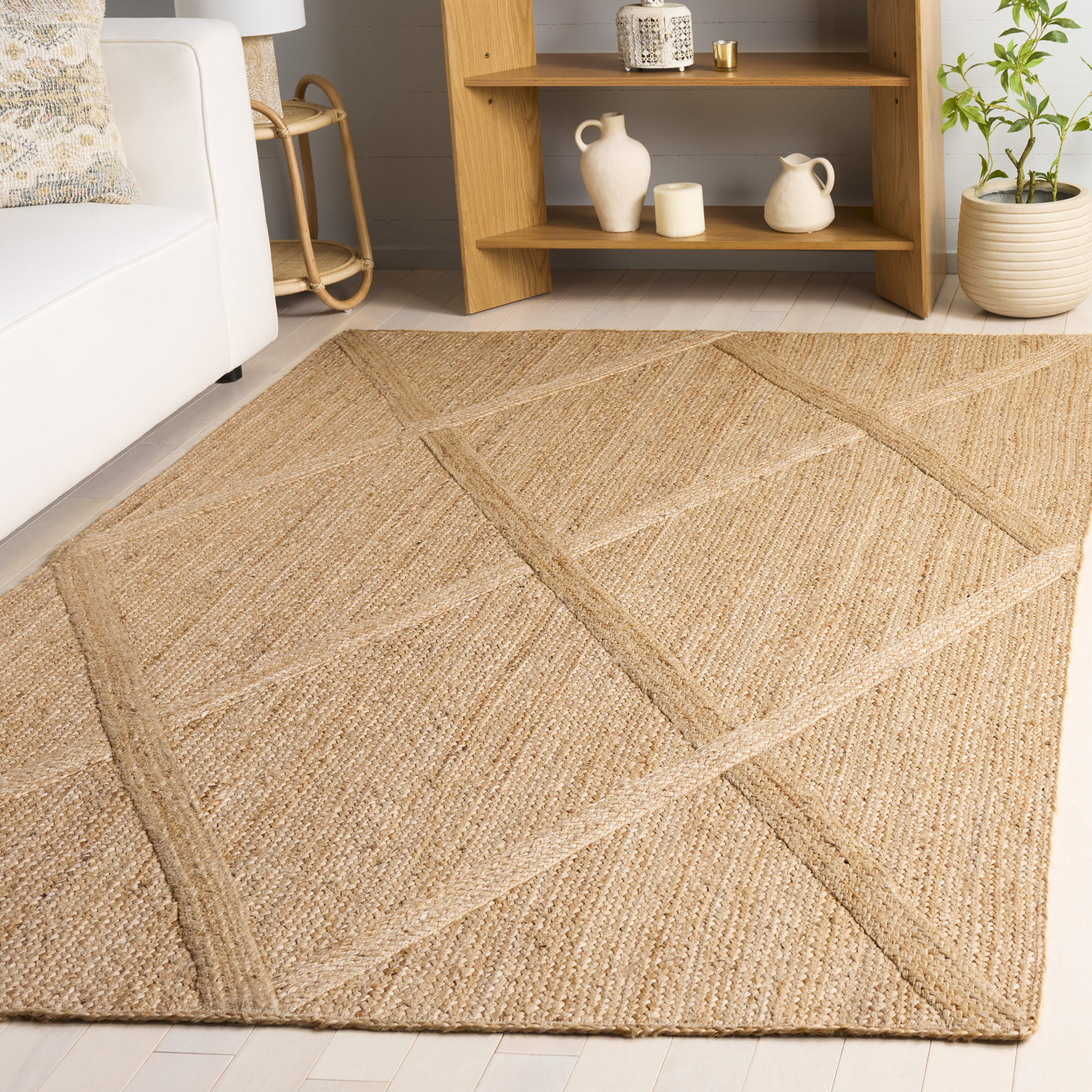 Flatweave Geometric Jute Rug, 5'-0" X 8'-0" Rectangle