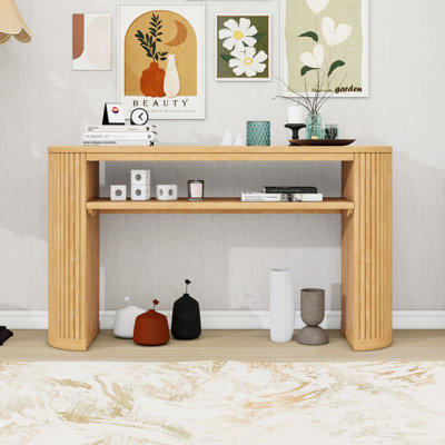 Wood Console Table with Open Shelf