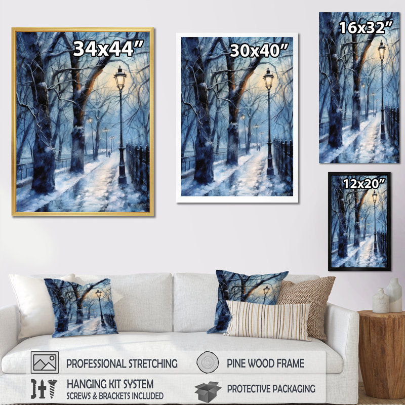 «Alley of Trees In The Park III», reproduction sur toile, H 20 po x l 12 po x P 1 po, Cadre flottant noir