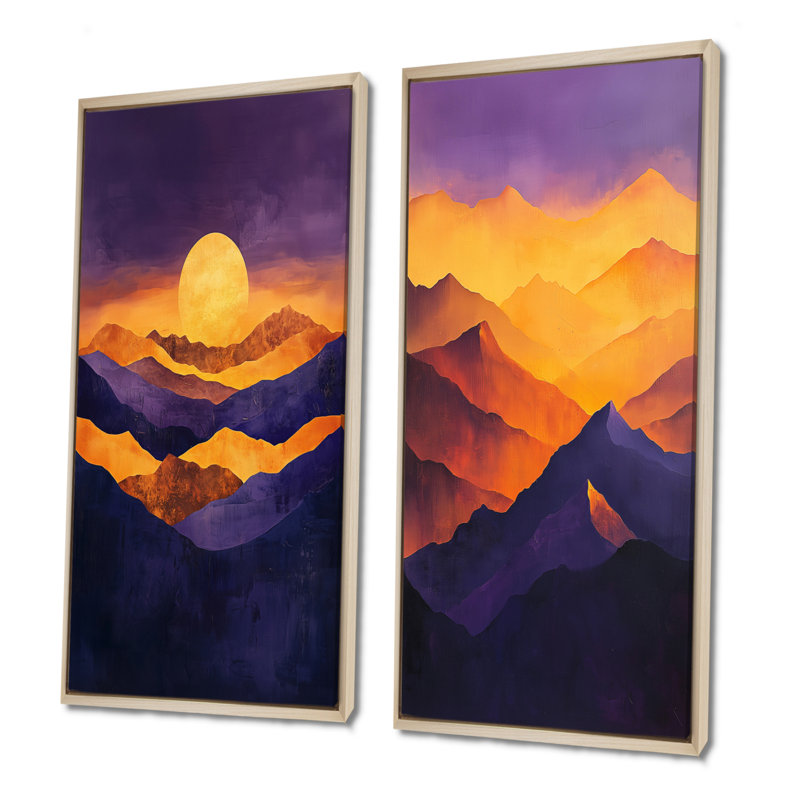 Collection Lavande Peaks At Dusk I - 2 impressions sur toile, H 40 po x l 41 po, Cadre crème crème
