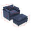 Chaise de lecture en chenille bleue moderne de 39,4 po, fauteuil club de chambre avec support en bois massif