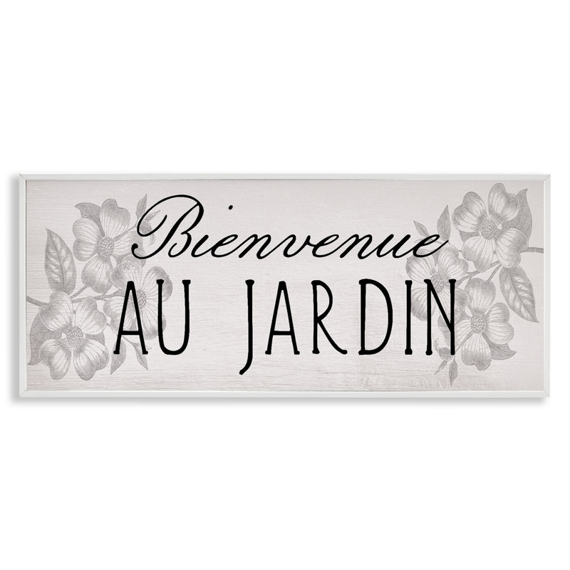 «French Garden Welcome», giclée encadrée, par Lil 'Rue, H 13 po x l 30 po, Estampe numérique encadrée blanc bord de mer