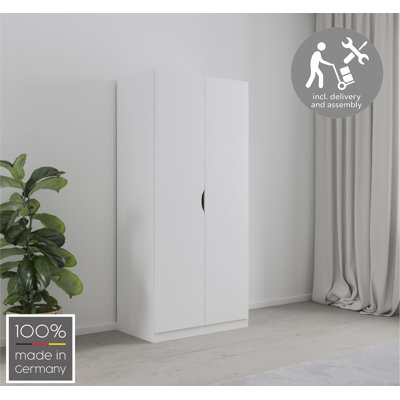 Alvara 2 Hinged Door Wardrobe 91 cm Alpinwhite INCL. Delivery and Assembly
