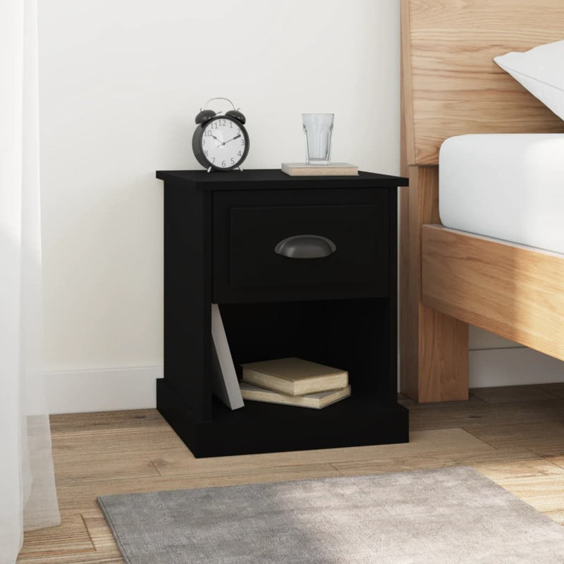 Cardi 39cm W Particle Board / Chipboard Bedside Table, Black