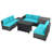 Wicker/Rattan 6 - Person Seating Group with Cushions & 60,000 BTU Fire Pit-2110638498