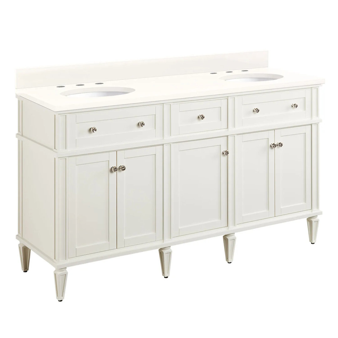 60" Elmdale Double Bathroom Vanity Set with Oval Undermount Sinks Signature Hardware Faucet 