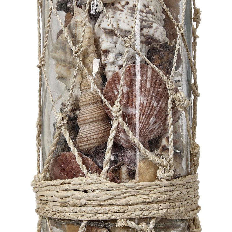 Coquillages Durrett en bouteille avec filet Abaca