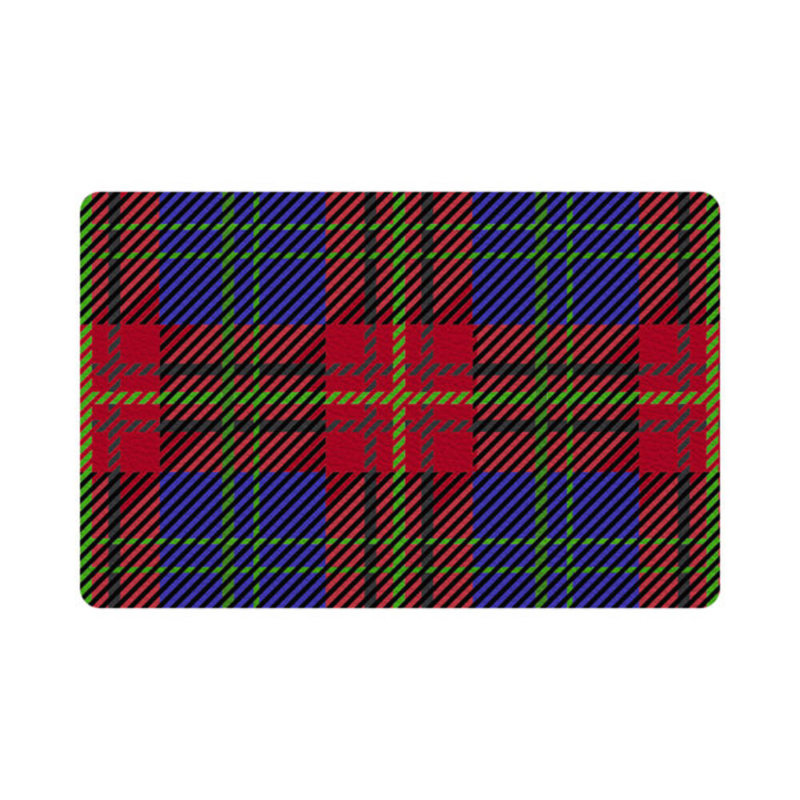 Tartan Vegan Leather Rectangle Pebble Placemat, Blue