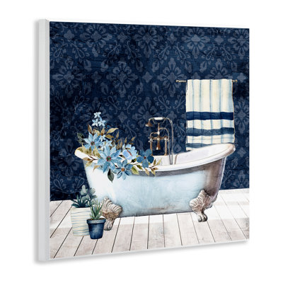 "Blue Damask Bathroom", art mural par Kim Allen