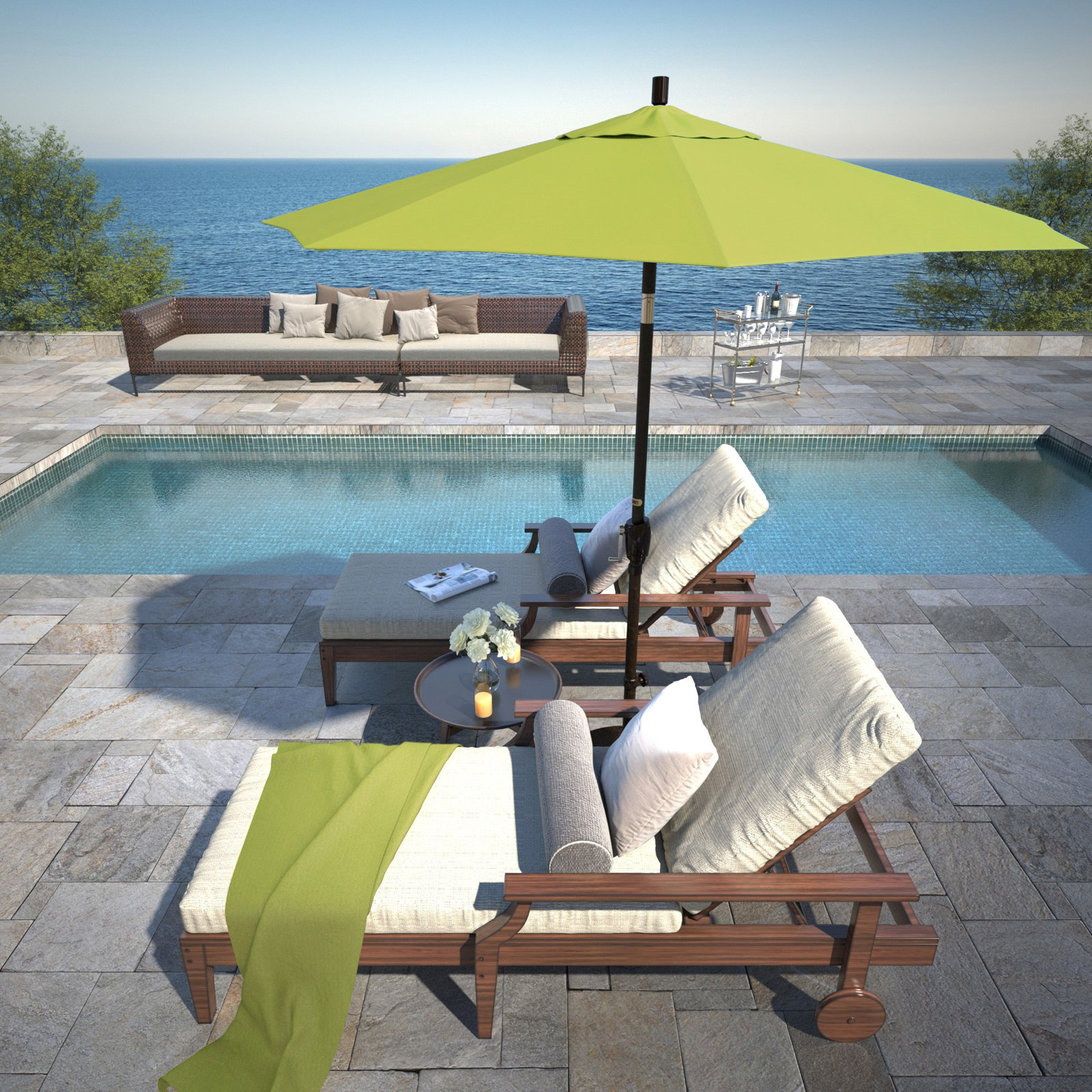Lexia 7.5' Sunbrella® Umbrella, Canvas Parrot Sunbrella® Canvas, Bronze
