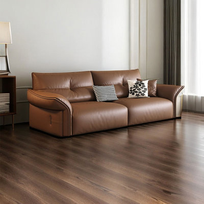 Brown Genuine Leather Standard Sofa cushion Loveseat