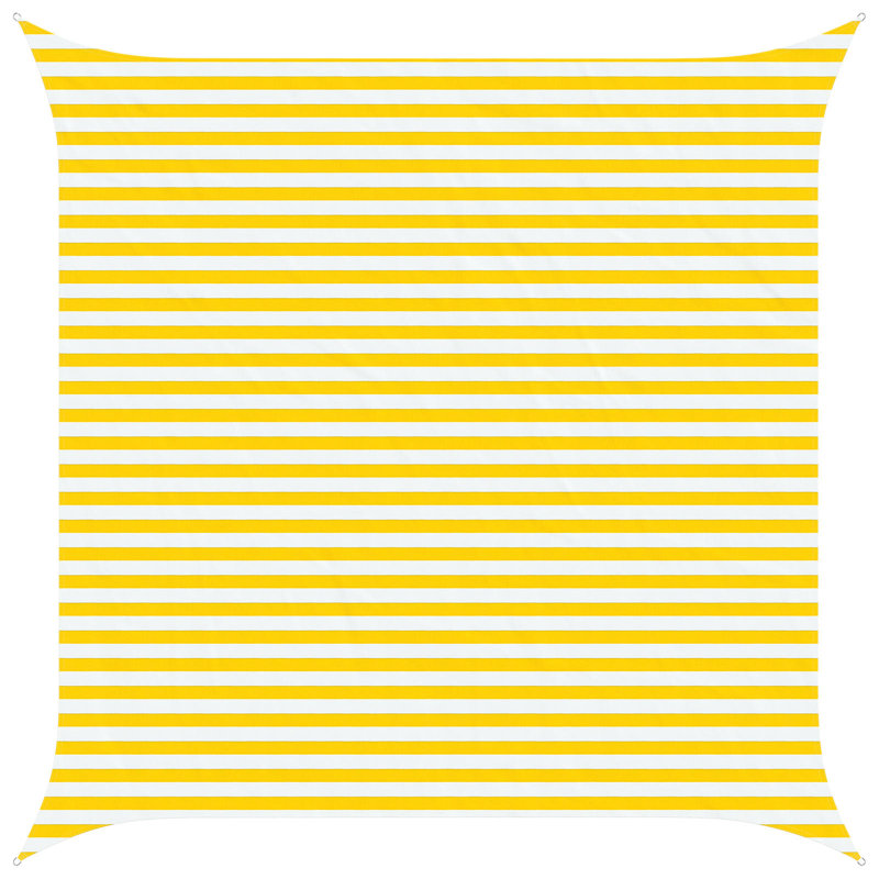 Vidaxl Sunshade Sail Oxford Fabric Square Patio Sun Shade Sunscreen Canopy, Yellow/White, 4m W x 4m L