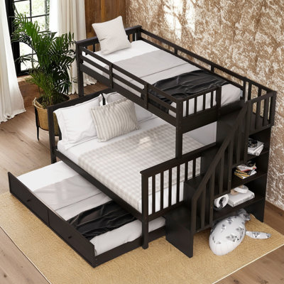 Stairway Twin-Over-Full Bunk Bed With Twin Size Trundle