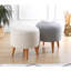 Pouf bohémien scandinave, couleur crème, 15,7 po de diamètre x 16,5 po de hauteur | 50% coton / 50% velours, 35 éponges orthopédiques, pieds en bois durables | Sièges élégants et confortables pour la décoration intérieure-130080326
