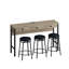 Ensemble de table de salle à manger à 3 tiroirs avec prises électriques, ensemble de table de bar avec tabourets circulaires en polyuréthane, facile à assembler, table gris-brun et tabouret noir-410433355