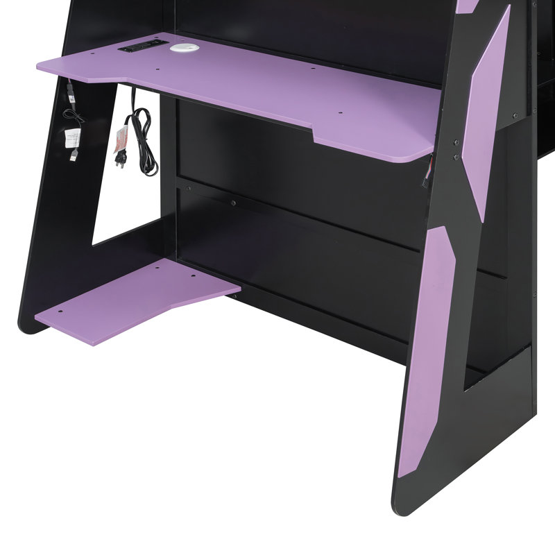 Lit mezzanine simple moderne avec bureau de rangement, jeu en bois aggloméré pour la maison