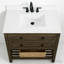 Meuble-lavabo autoportant en sapin naturel 36 po avec plateau en marbre d'ingénierie blanc 1 po 36 po