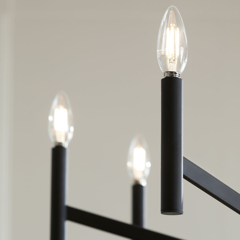 Lustre classique à 9 lumières de style bougie Amedee, Noir minuit, Non