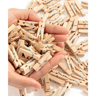 132-Pack Mini Wooden Clothespins, 1.4-Inch Natural Wood Clips with Rust-Resistant Spring for Crafts & Photo Display