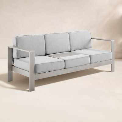 Magers 3-Seater Aluminum Outdoor Sofa with Cushions and Removable Tray
