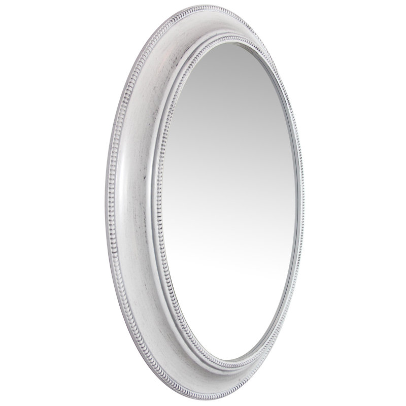Victorian Oval Plastic Wall Mirror 30 Inches, White