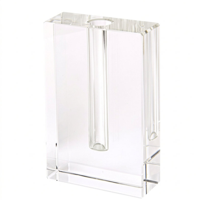 Clare Clear Crystal Clear Square Table Vase, 6" H x 1.63" W x 1.63" D