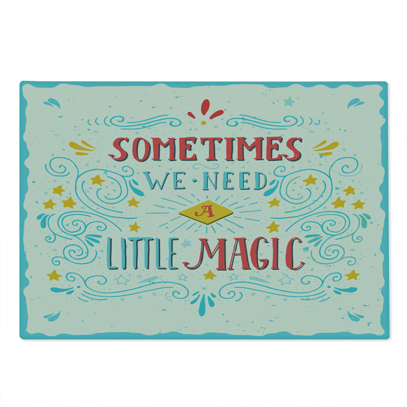 Ambesonne Inspirational Cutting Board Large Size Magic Words Art Multicolor
