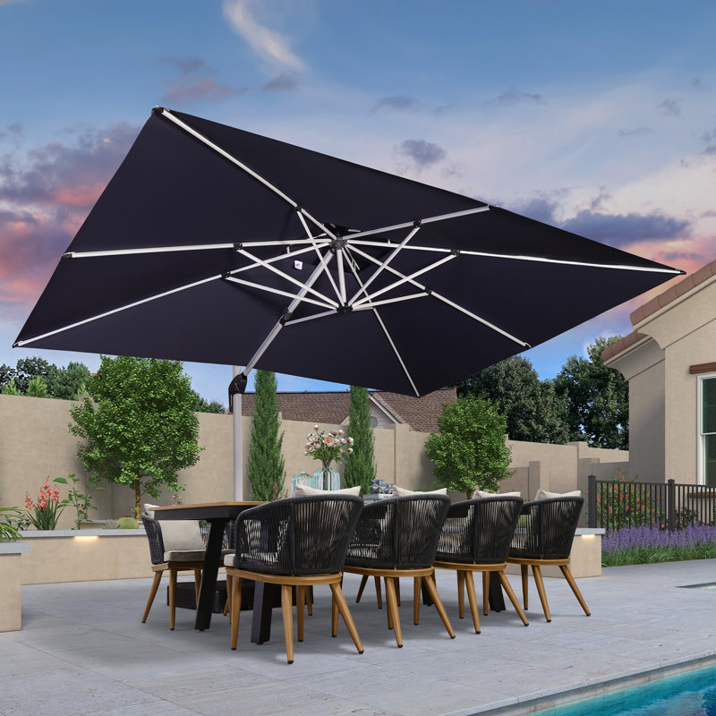 304cm X 396cm Rectangular Cantilever Parasol, Navy Blue