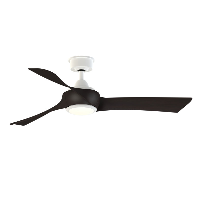Wrap Custom 52 inch Indoor/Outdoor Ceiling Fan with LED CCT Select Light Kit - Matte White with Dark Walnut blades