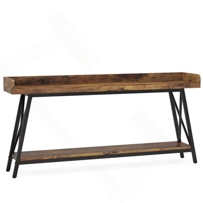 70.9 Inch Extra Long Industrial Console Table, Rustic Brown Sofa Table With Sturdy Metal Frame For Narrow Spaces And Versatile Use