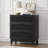 Paison 35" H Black Rattan Dresser, Farmhouse 3 Drawer Dresser for Bedroom