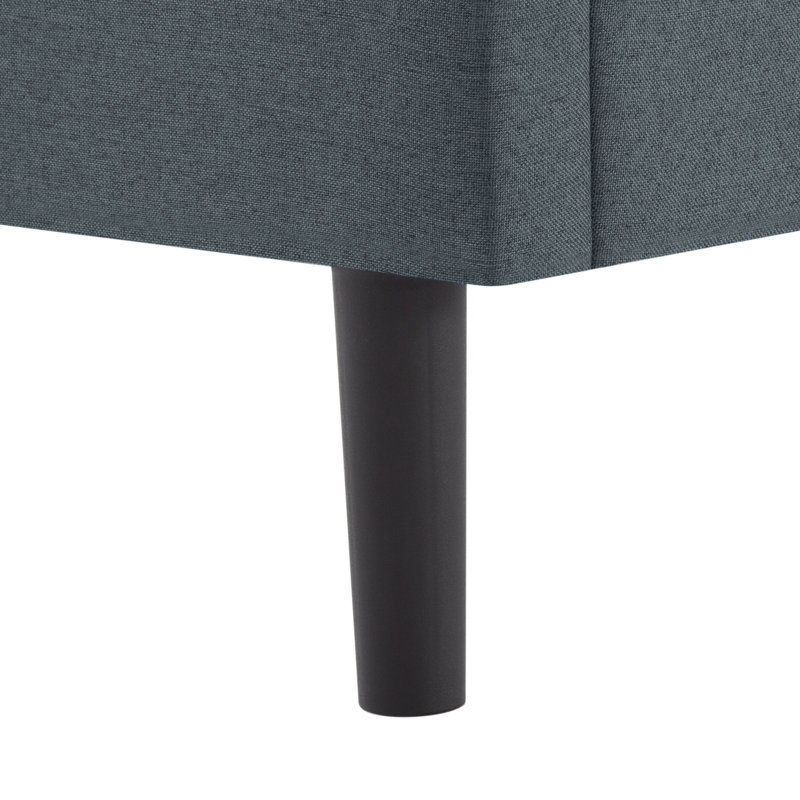 Full Size Upholstered Platform Bed Frame with Square Tufted Headboard, Easy Assembly Bed Frame for Bedroom, Dark Grey