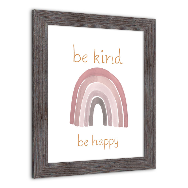«Be Kind Happy», art encadré, H 20 po x l 16 po x P 0,75 po, Cadre gris