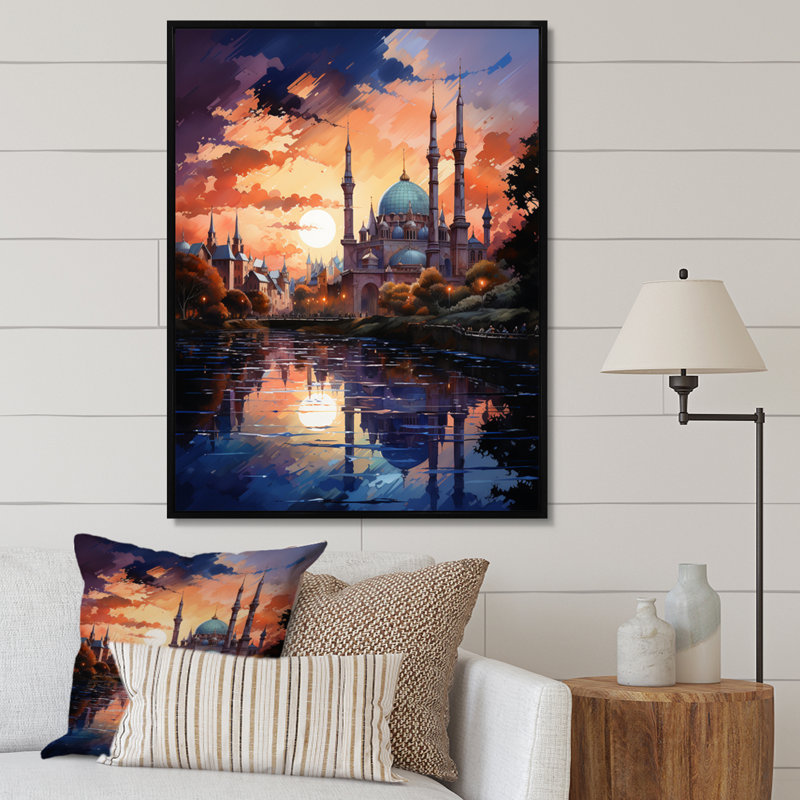 Mosquée Leoba, art de l'Islam - impression, H 40 po x l 30 po x P 1,5 po, Cadre flottant noir