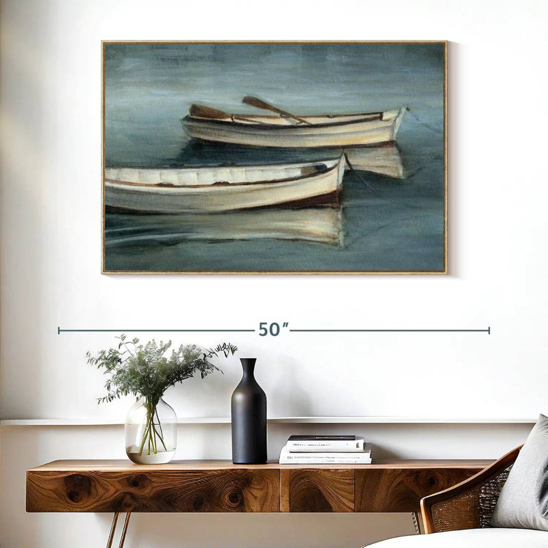 Petites eaux calmes I, Cadre flottant en bois naturel, 40 po x 27 po