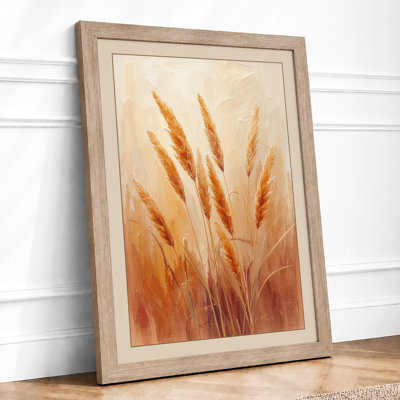 Golden Wheat Stalks Botanical - Framed Print