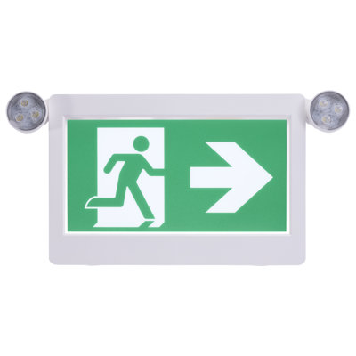 Enseigne de sortie / de secours verte Runing Man - 120-347V - 2hr de secours - simple / double face - fixation universelle - Thermoplastique