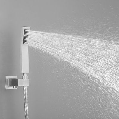 10" Shower Head Bathroom Luxury Rainfall Mixer - Wall Mounted, Brushed Nickel, Self-Cleaning Nozzle, Corresponds To American Standard Pipe 10 Inch For Correlates With Connector
