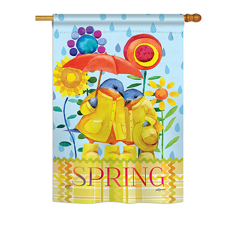 Pluie de couleur pluie, les oiseaux de jardin sont des oiseaux de polyester de 2 côtés 40 x 28 po. drapeau de jardin