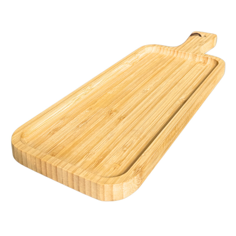 Planche de service en bambou avec poignée - planche de charcuterie pour servir le pain, la viande, les fruits et le fromage - plateau de service pour planche à découper de cuisine (L15,75 po x l 6,25 po)