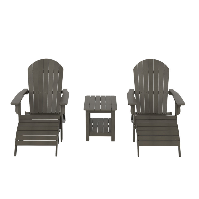 Arrlo Foldable Outdoor Adirondack Chair, Charcoal Gray