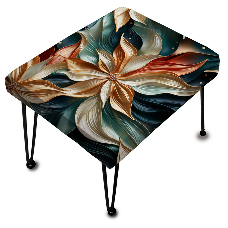 Repose-pieds rectangulaire or et bleu sarcelle