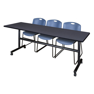 Nicklos Flip-Top Training Nesting Table, 2 Zeng Stack Chairs by Inbox Zero