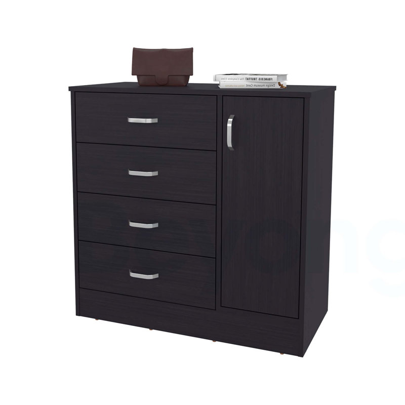 Commode 4 tiroirs avec armoire latérale Wenge