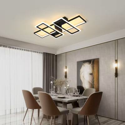 Modern LED Ceiling Light Fixture - 80W Dimmable, With Remote Control, Adjustable Color Temperature (3000K-6500K), Semi-Flush Mount, For Living Room, Kitchen, Bedroom, Office - Energy-Efficient Replacement For Traditional Fixtures, Home Illumination
