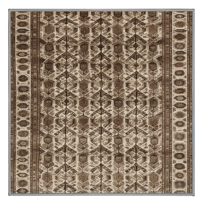 Tapis persan gris lavable à la machine, Carré 3 pi