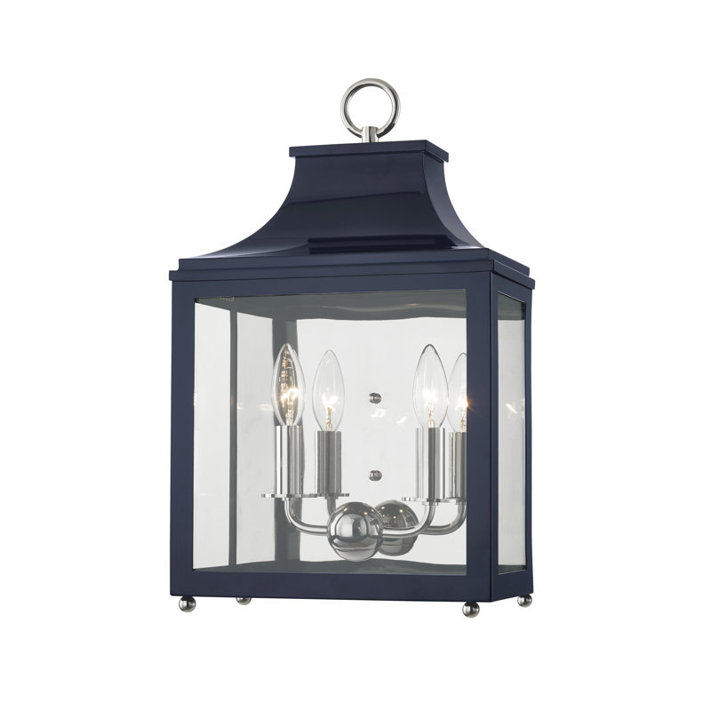 Leigh 2 Light Wall Sconce, Polished Nickel/Navy